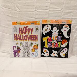 Halloween Vintage Window Clings Ghosts Witch Cat Mummy 2 Sheet Craft Activity